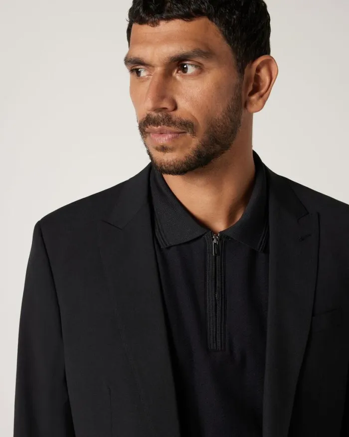 Politix Blazers Men Wool Blend Regular Stretch Premium Tailored Jacket Black
