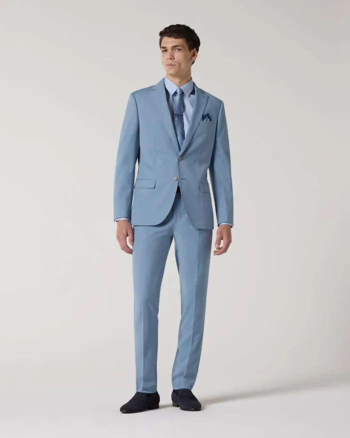 Politix Blazers Men Wool Blend Tailored Jacket Chalk Blue