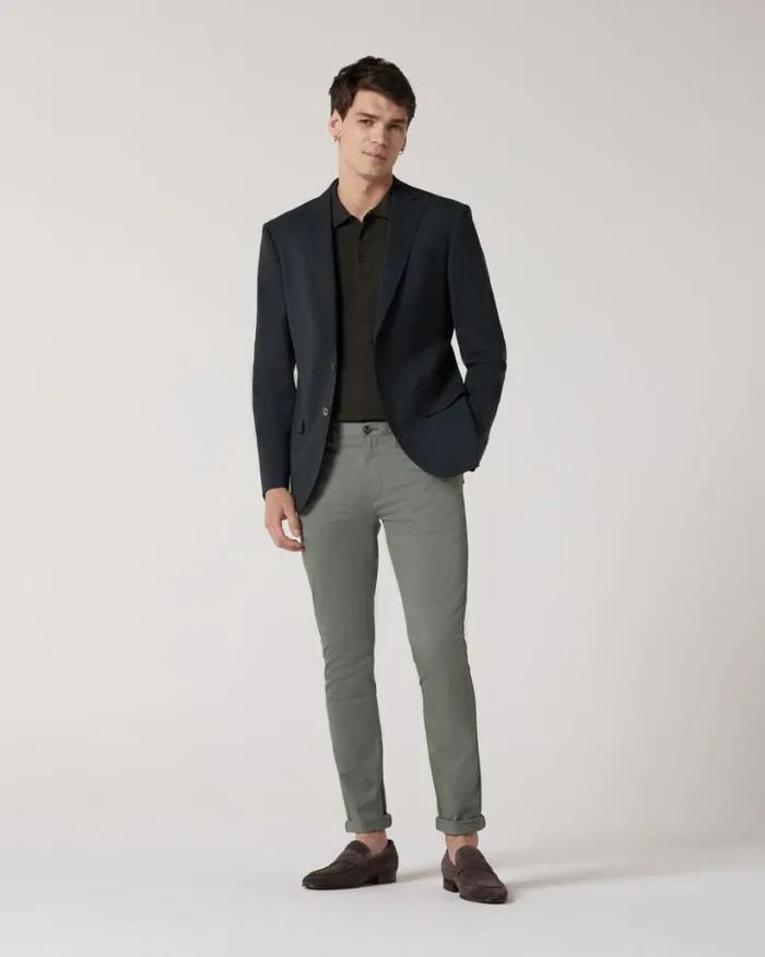 Politix Chinos Men Ultra Slim Stretch Cotton Chino Sage