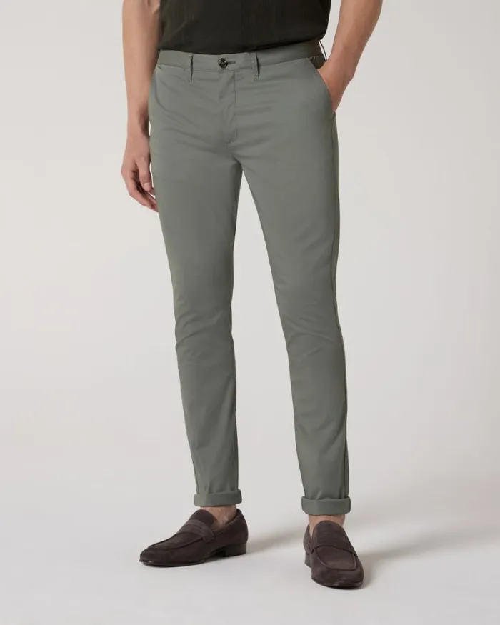 Politix Chinos Men Ultra Slim Stretch Cotton Chino Sage