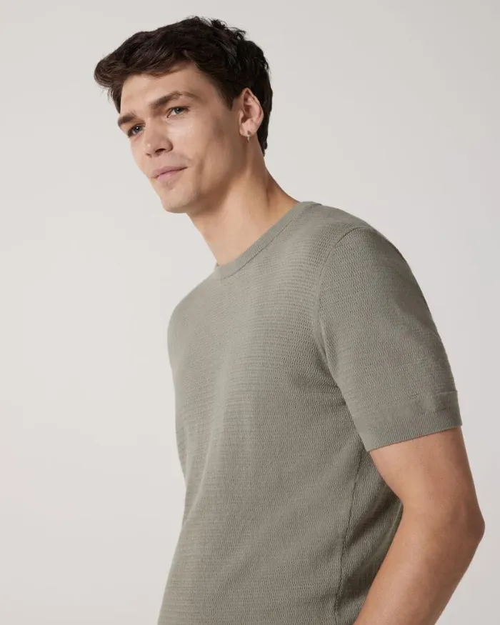 Politix Knitwear Men Crew Short Sleeve Knit Sage