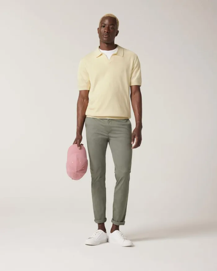Politix Knitwear Men Short Sleeve Trophy Neck Knit Lemon
