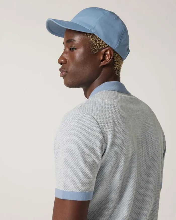 Politix Knitwear Men Textured Knit Zip Polo Light Blue