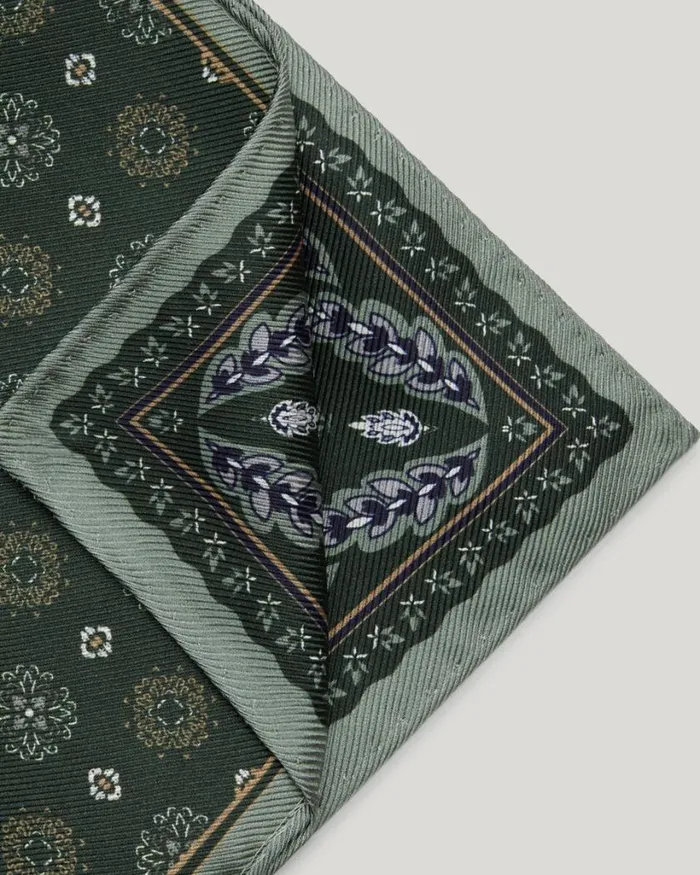 Politix Pocket Squares Men Double Sided Printed Pocket Square Dark Green