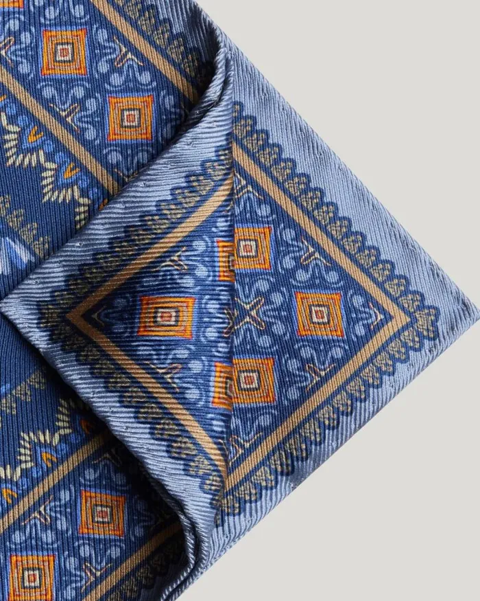 Politix Pocket Squares Men DoubleSided Printed Silk Pocket Square Blue