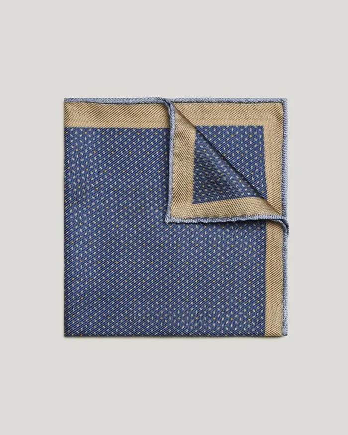 Politix Pocket Squares Men DoubleSided Printed Silk Pocket Square Blue