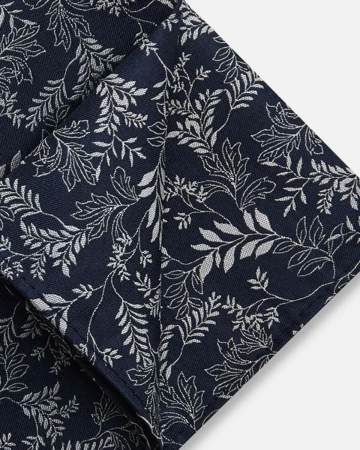 Politix Pocket Squares Men Silk Fern Floral Pocket Square Navy