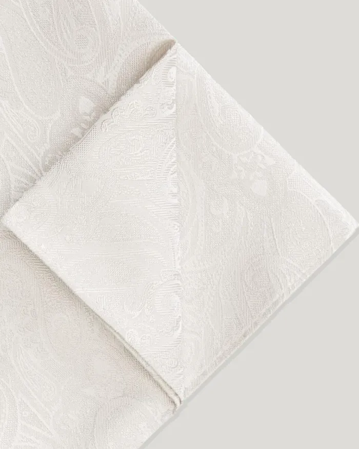 Politix Pocket Squares Men Silk Paisley Jacquard Pocket Square Ivory