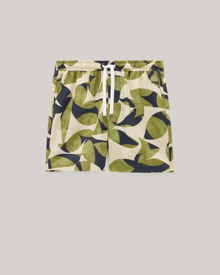 Politix Shirts Men Abstract Floral Movember Elasticated Shorts Khaki