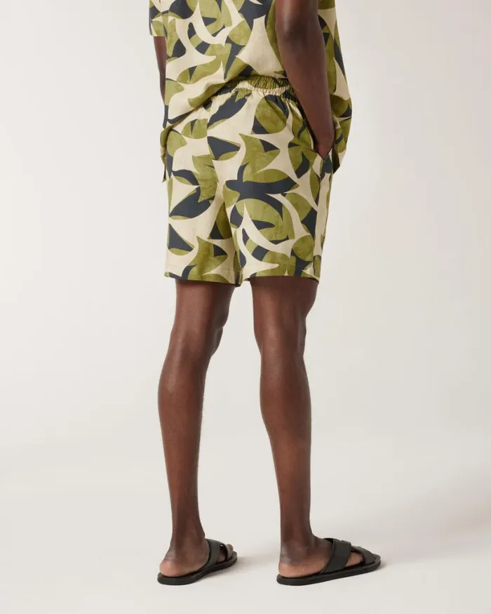 Politix Shirts Men Abstract Floral Movember Elasticated Shorts Khaki