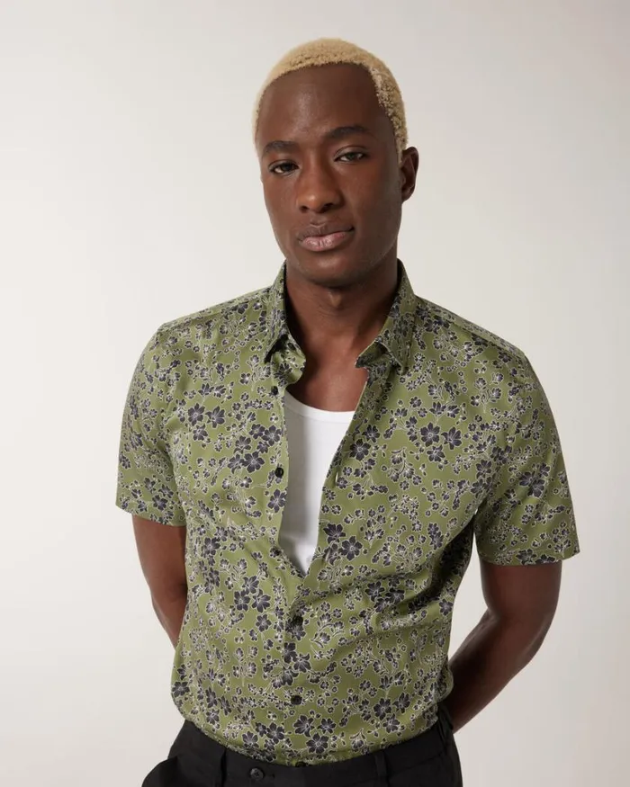 Politix Shirts Men Floral Buttonup Shirt Khaki