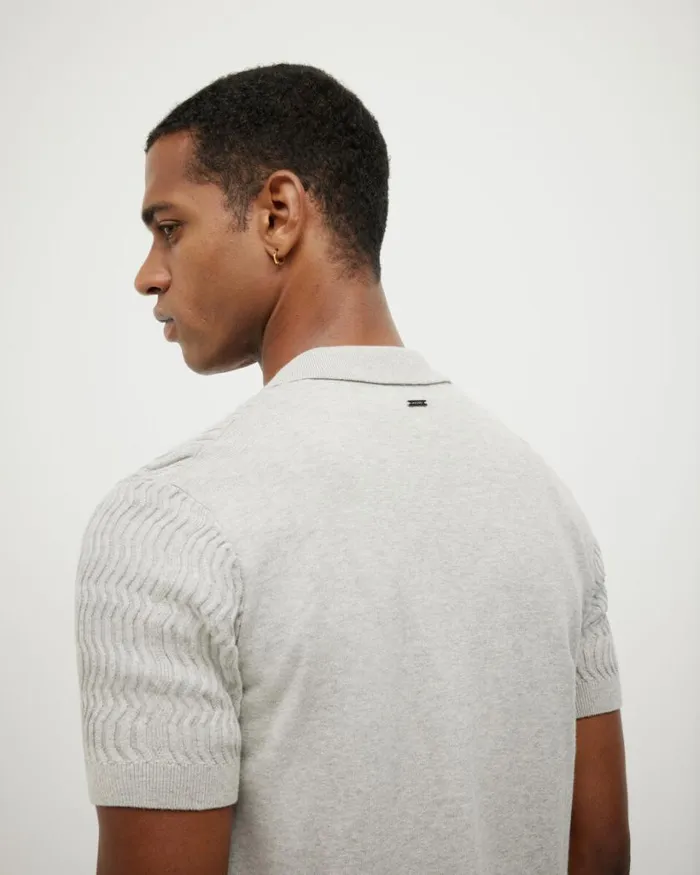 Politix Shirts Men Wave Knit Button Down Short Sleeve Shirt Grey Marle