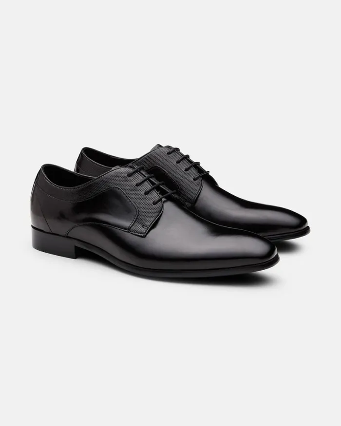 Politix Shoes Men Leather Derby Dress Shoe Black