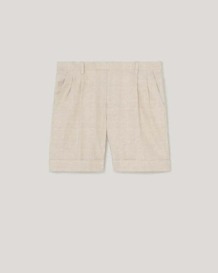 Politix Shorts Men Regular Double Pleat Tailored Short Natural Check