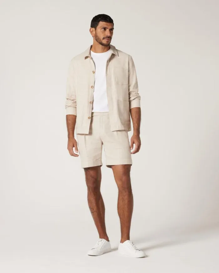 Politix Shorts Men Regular Double Pleat Tailored Short Natural Check
