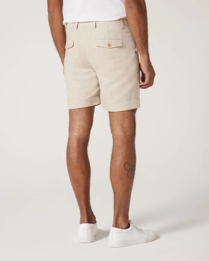 Politix Shorts Men Regular Double Pleat Tailored Short Natural Check