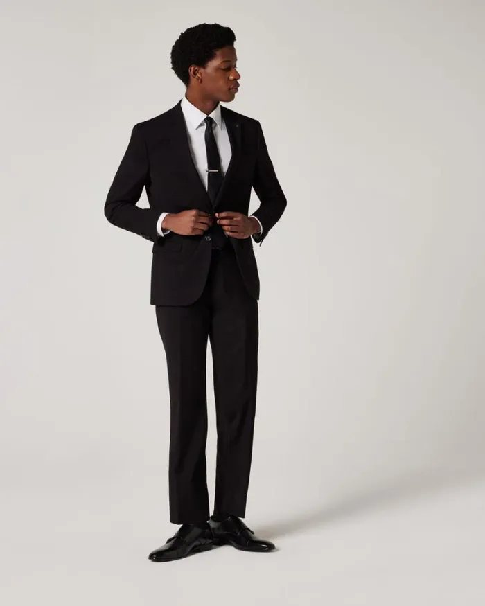 Politix Suit Pants Men Regular Stretch Tailored Pant Black