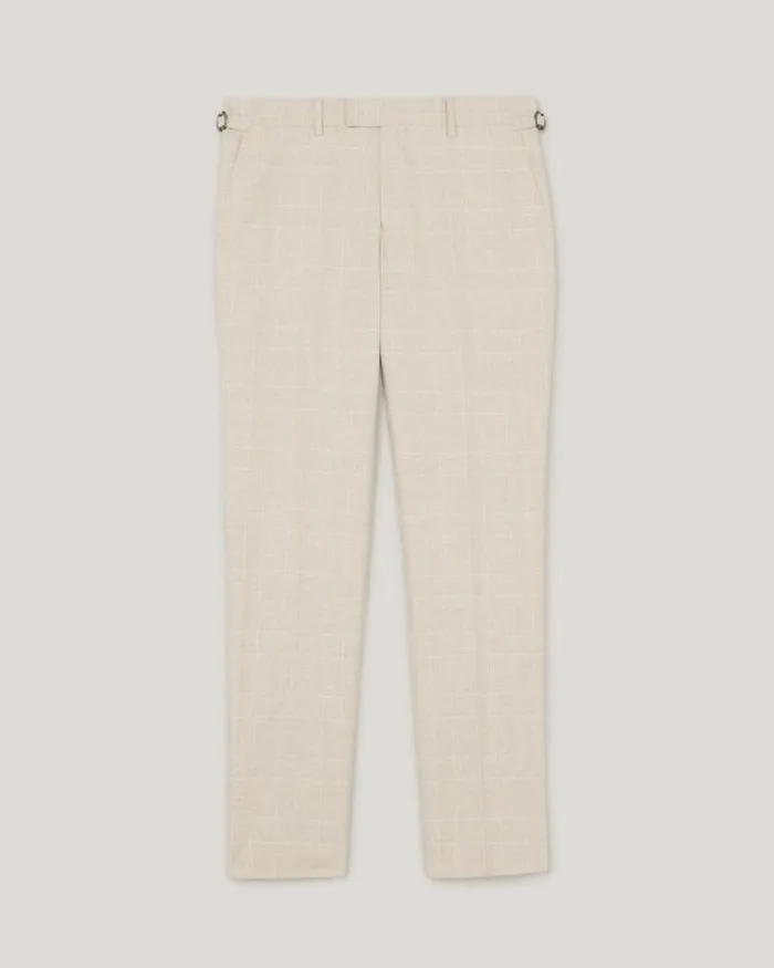 Politix Suit Pants Men Slim Stretch Check Tailored Pant Natural Check