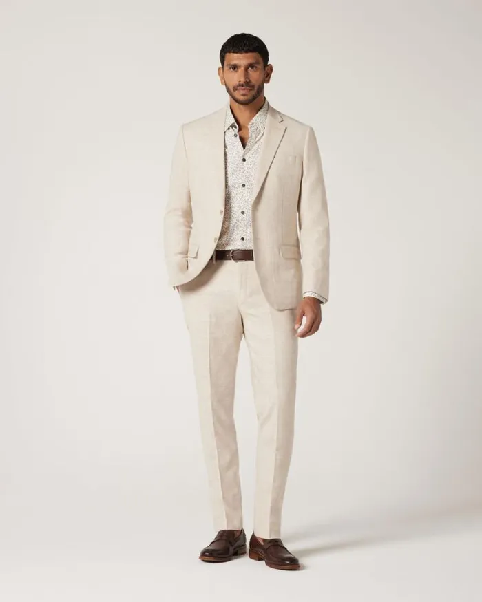 Politix Suit Pants Men Slim Stretch Check Tailored Pant Natural Check