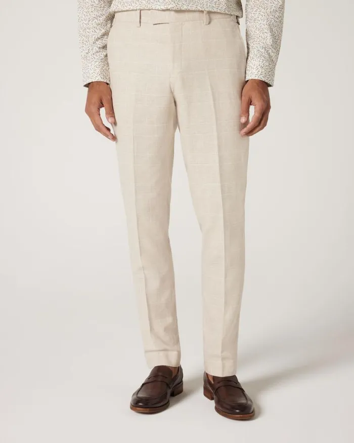 Politix Suit Pants Men Slim Stretch Check Tailored Pant Natural Check