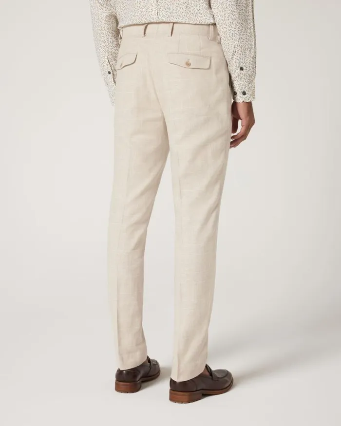 Politix Suit Pants Men Slim Stretch Check Tailored Pant Natural Check
