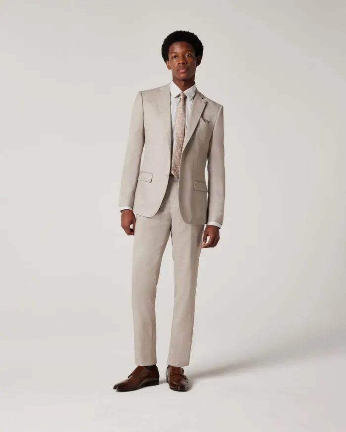 Politix Suit Pants Men Slim Stretch Textured Tailored Pant Almond