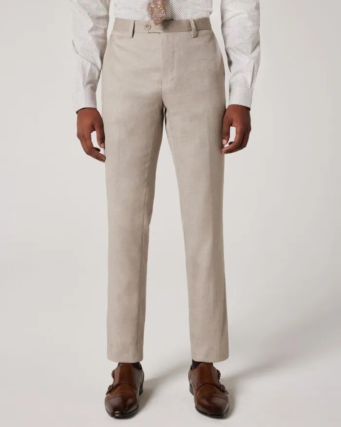 Politix Suit Pants Men Slim Stretch Textured Tailored Pant Almond