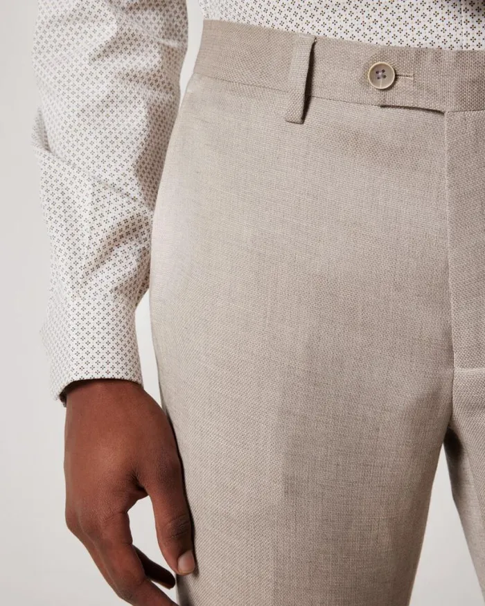 Politix Suit Pants Men Slim Stretch Textured Tailored Pant Almond
