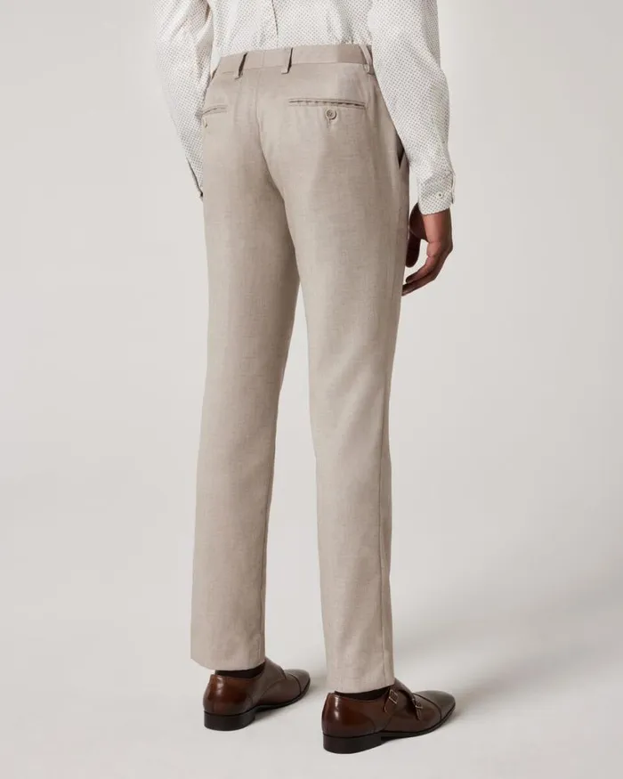 Politix Suit Pants Men Slim Stretch Textured Tailored Pant Almond
