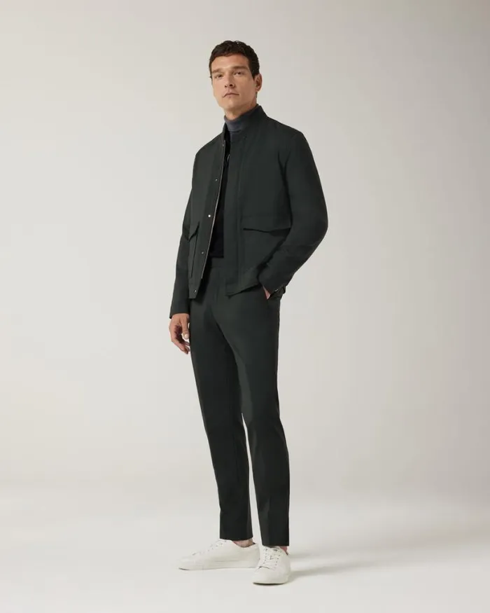 Politix Suit Pants Men Slim Stretch Wool Premium Tailored Pant Dark Khaki