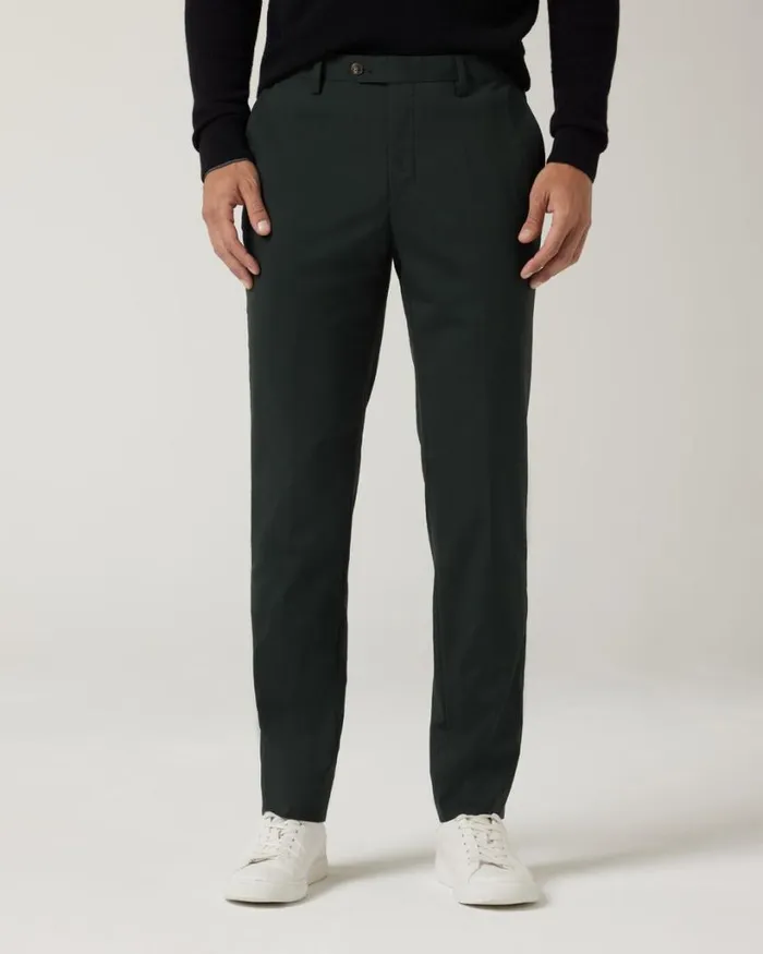 Politix Suit Pants Men Slim Stretch Wool Premium Tailored Pant Dark Khaki