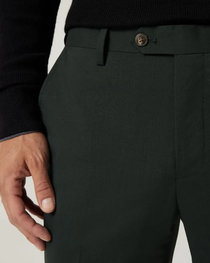 Politix Suit Pants Men Slim Stretch Wool Premium Tailored Pant Dark Khaki