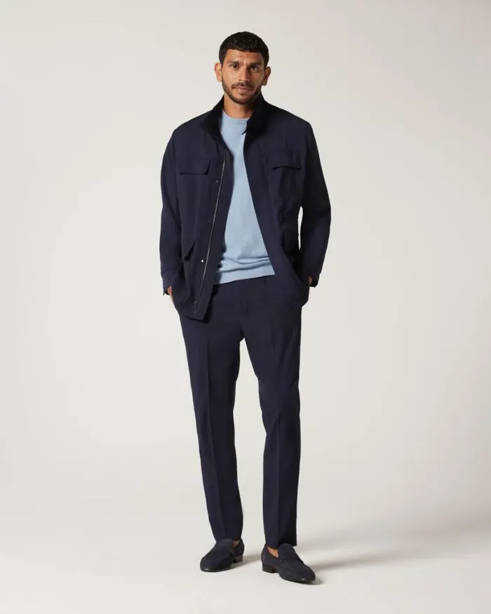 Politix Suit Pants Men Wool Blend Tailored Pant Navy