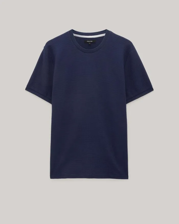 Politix TShirts Men Textured Crew Neck Tee Navy