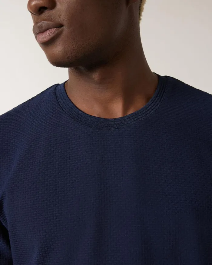 Politix TShirts Men Textured Crew Neck Tee Navy