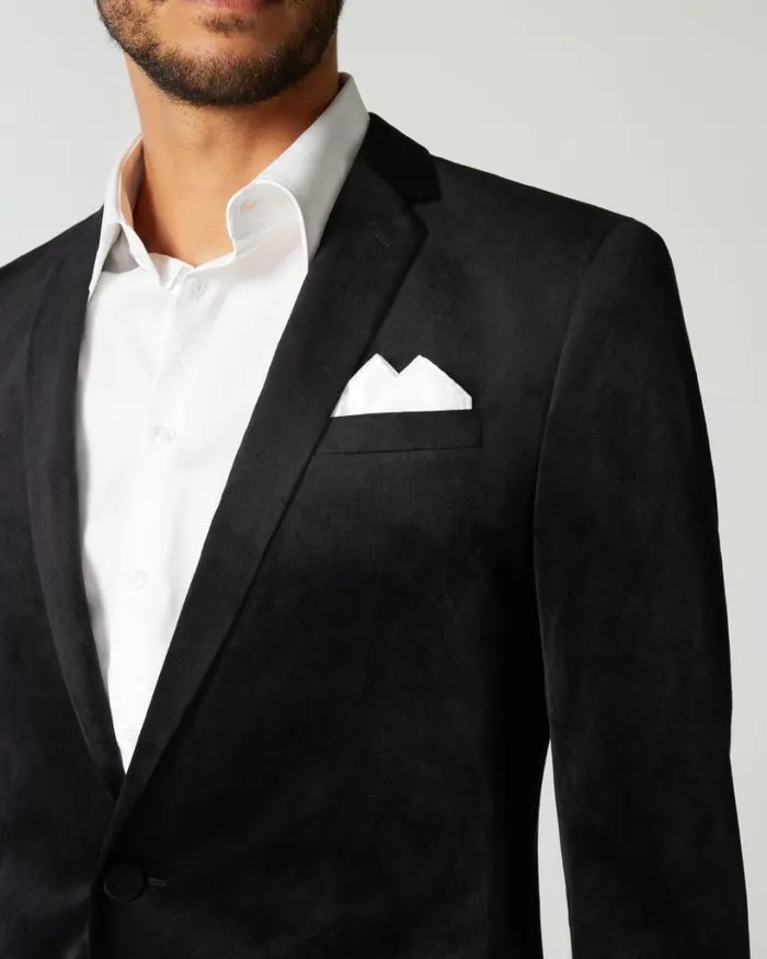 Politix Tuxedos Men Slim Fit Detachable Shawl Collar Velvet Tuxedo Jacket Black