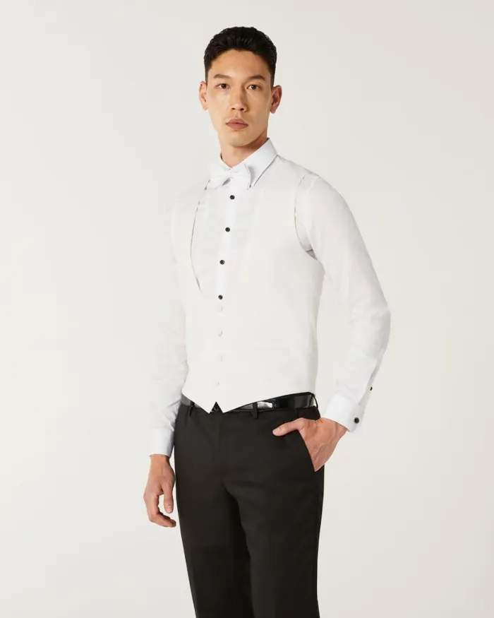 Politix Vests Men 4 Buttoned Horseshoe Tailored Vest Ivory