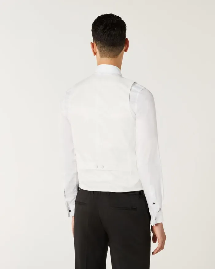 Politix Vests Men 4 Buttoned Horseshoe Tailored Vest Ivory