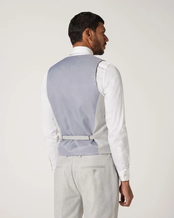 Politix Vests Men 5 Button Textured Tailored Vest Light Grey