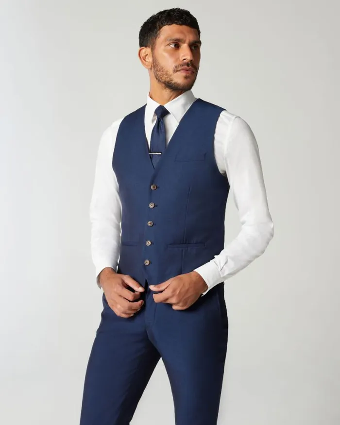 Politix Vests Men 5 Buttoned Tailored Vest Navy Blue
