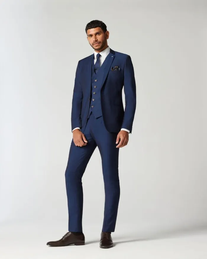 Politix Vests Men 5 Buttoned Tailored Vest Navy Blue