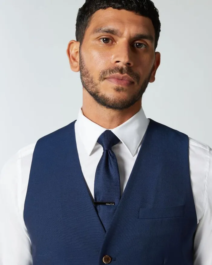 Politix Vests Men 5 Buttoned Tailored Vest Navy Blue