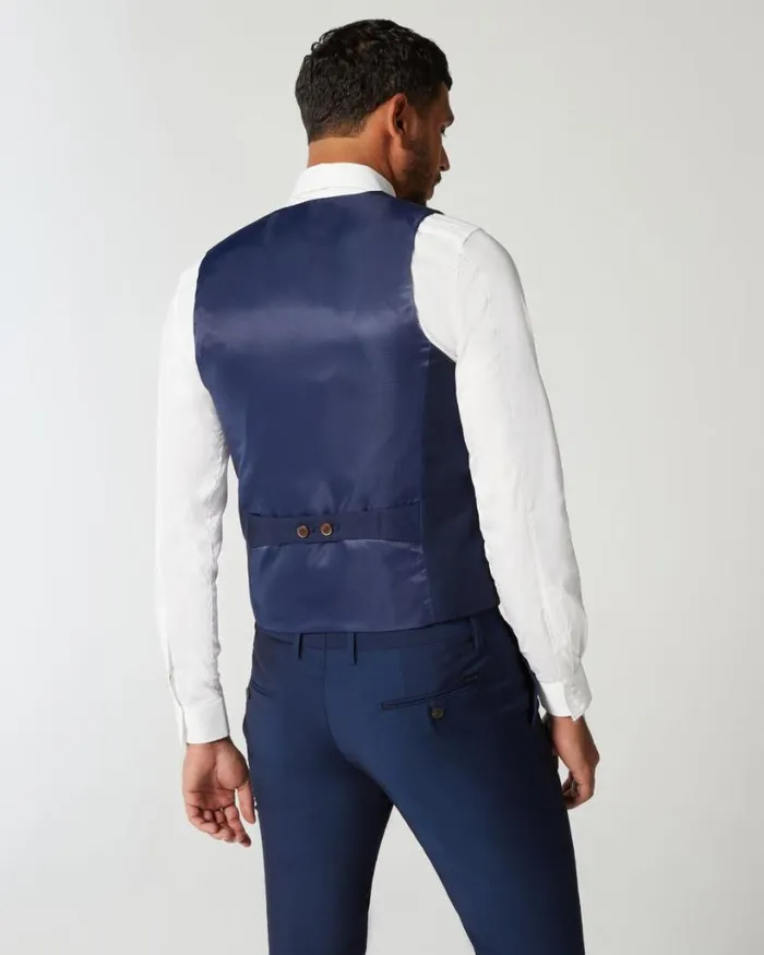 Politix Vests Men 5 Buttoned Tailored Vest Navy Blue