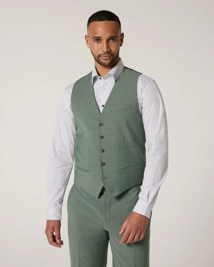 Politix Vests Men Wool Blend Tailored Vest Light Forest