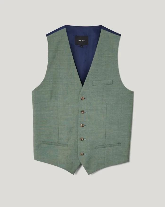 Politix Vests Men Wool Blend Tailored Vest Light Forest