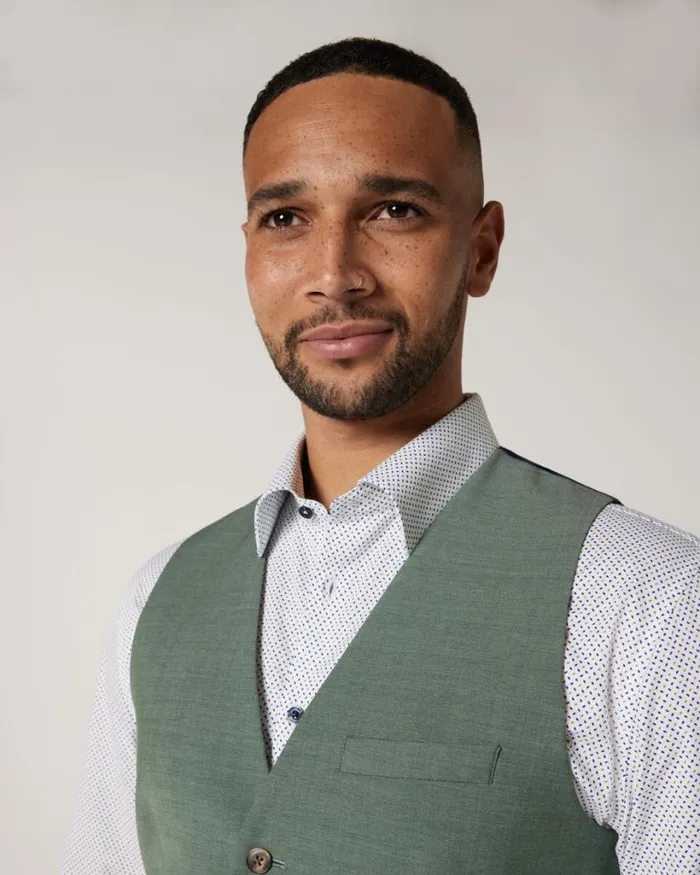 Politix Vests Men Wool Blend Tailored Vest Light Forest