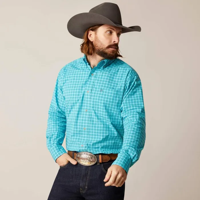 Pro Series Brock Classic Fit Shirt Blue Curacao Men Ariat Button Down Shirts