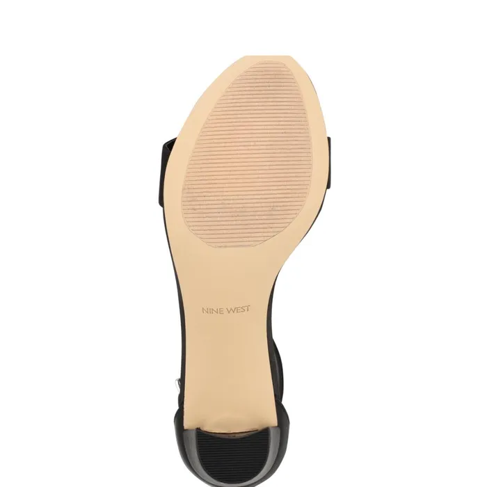 Pruce Ankle Strap Block Heel Sandals Black Satin Women Nine West Mid Heels Pruce Ankle Strap Block Heel Sandals Black Satin Women Nine West Mid Heels