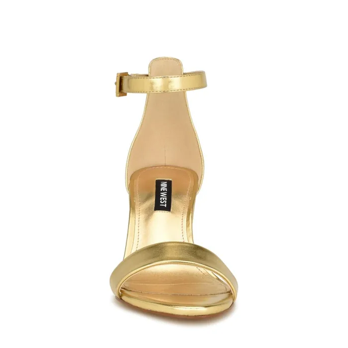 Pruce Ankle Strap Block Heel Sandals Gold Women Nine West Heeled Pruce Ankle Strap Block Heel Sandals Gold Women Nine West Heeled