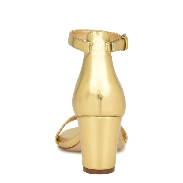 Pruce Ankle Strap Block Heel Sandals Gold Women Nine West Heeled Pruce Ankle Strap Block Heel Sandals Gold Women Nine West Heeled